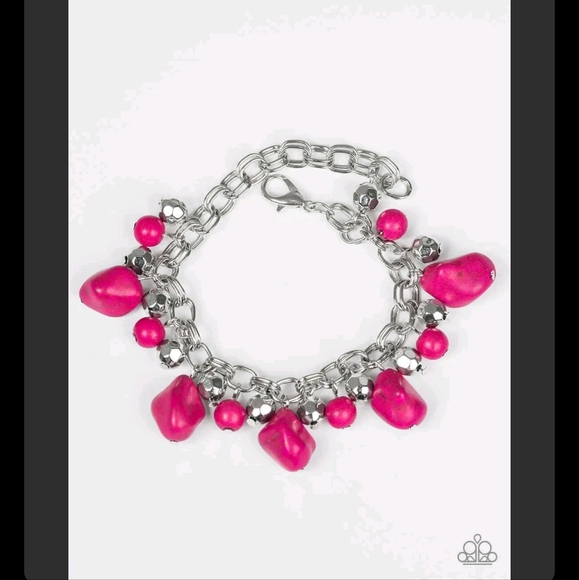 Paparazzi Practical Paleo Pink Stone Bracelet and Necklace Set - Picture 2 of 6